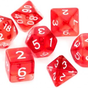 Komplet kości RPG - Kryształowe - Czerwone